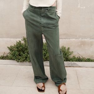 Zara | Pants u0026 Jumpsuits | Nwt Zara Green The Barrel Fit Pants | Poshmark